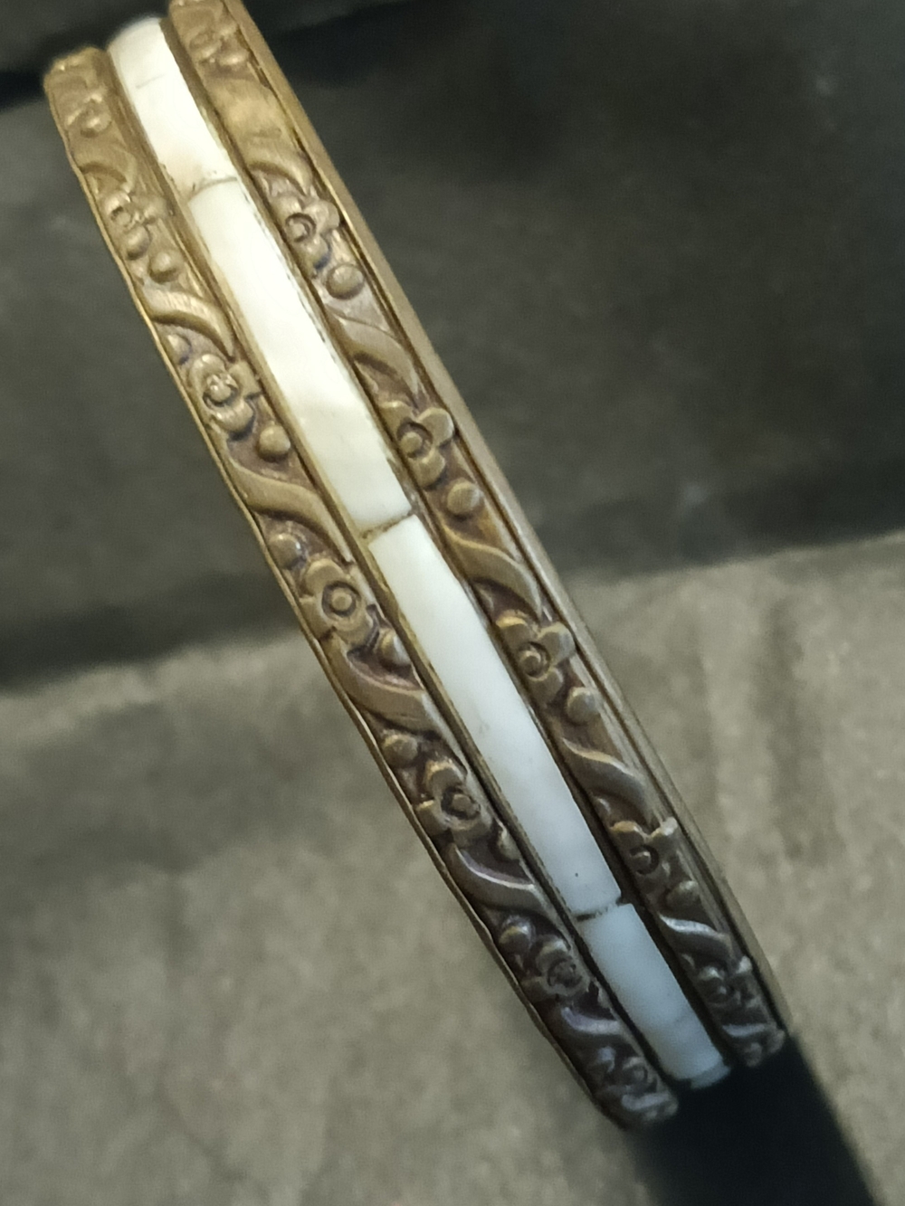 Ornate Cream and Antique Gold Decorative Bangle